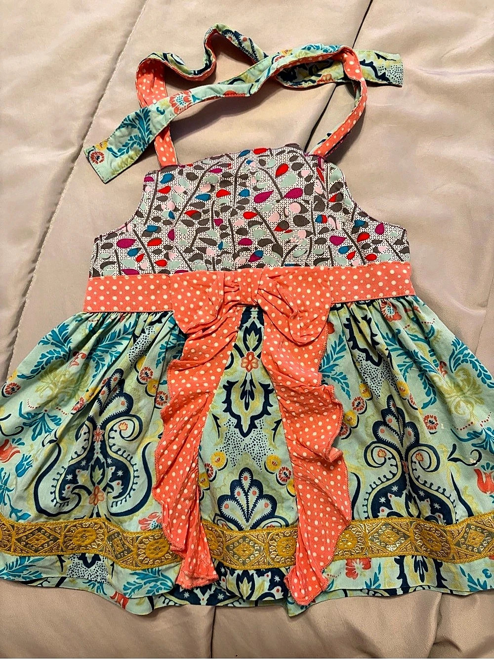 Matilda Jane Girls 2T Blue & Coral Floral Party Dress